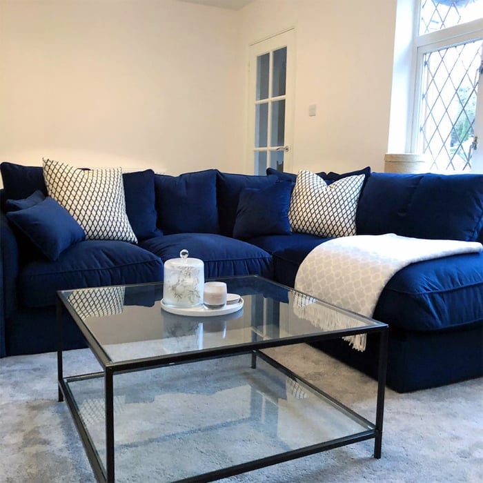Elegant Navy Baron Corner Sofa