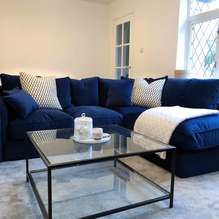 Elegant Navy Baron Corner Sofa