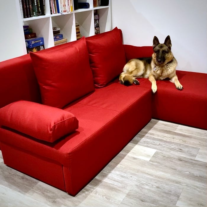 Small corner sofa with a sleeping function Novel, red color