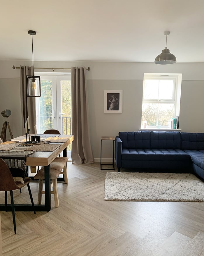 Navy blue corner sofa Ludo