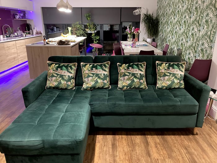 Green Velocity corner sofa