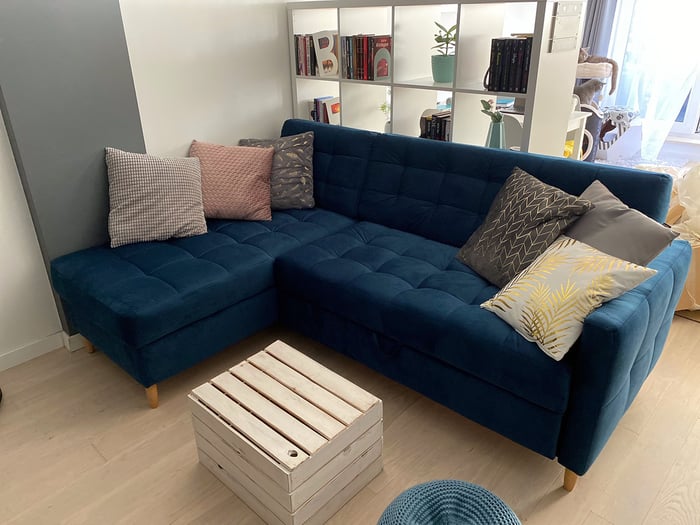 Velocity Blue Pull-out Corner Sofa