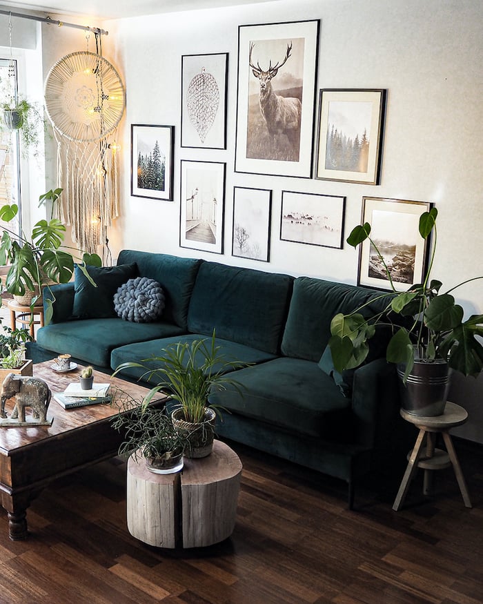 Ciemnozielona sofa 3,5-osobowa Covex 
