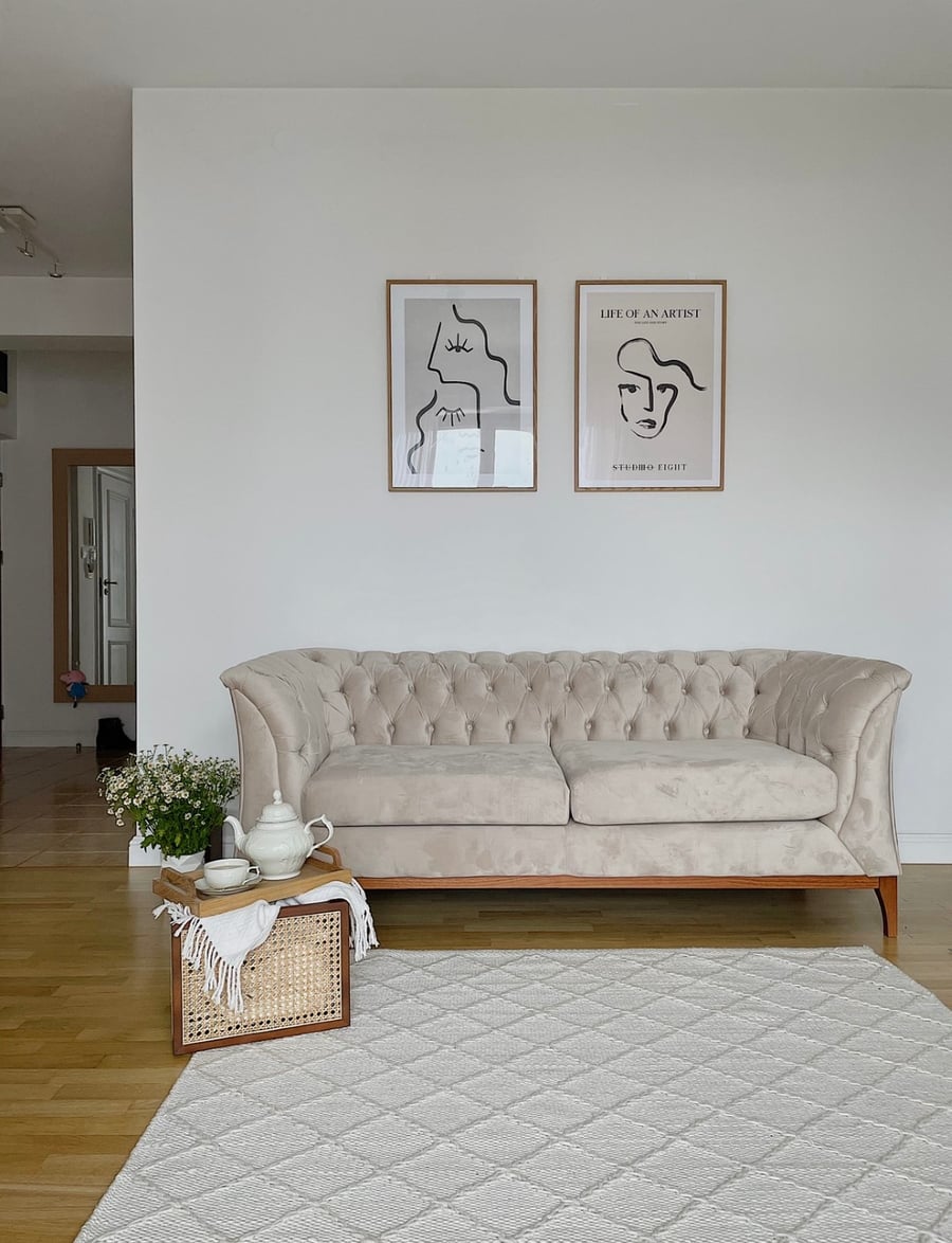 Chesterfield Modern Wood Sofa - @milionrazy