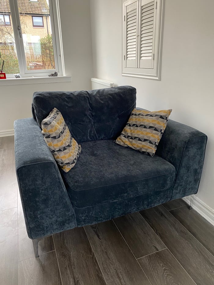 Kubic grey armchair on silver legs