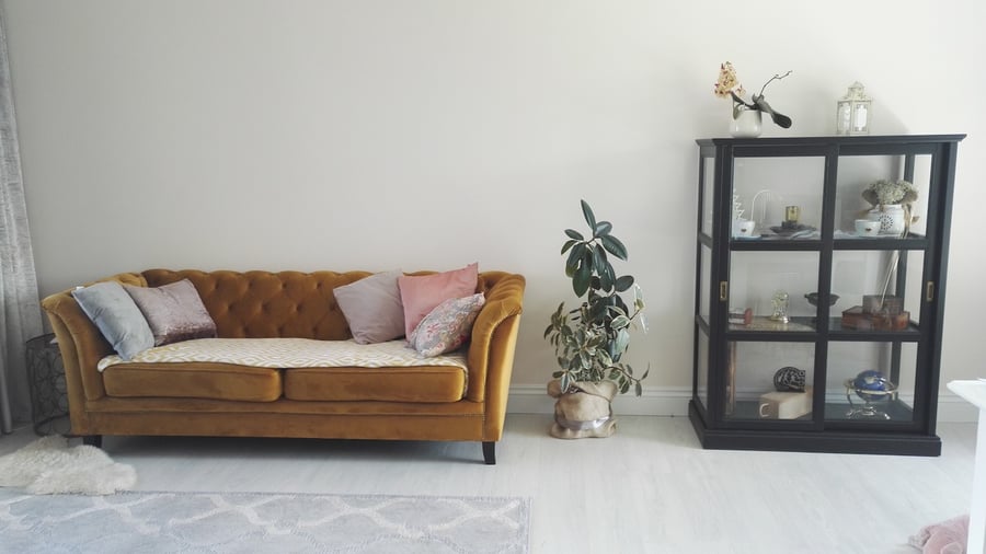 Karin 3 Seater Chesterfield Style Sofa, Mustard Fabric